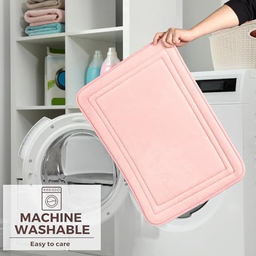 Light Pink Bathroom Rug Set 2 Piece Memory Foam Microfiber Bath Mat - color: Pink, size: 17 in x 24 in and 20 in x 32 in