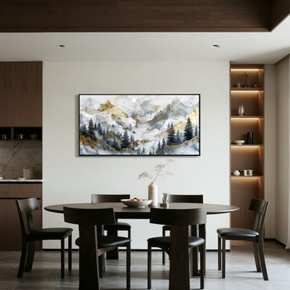 crmotu Mountain Large Wall Art, Pine Tree Landscape Canvas Prints 20"x40" - color: Gold Mountain, size: 40"L x 20"W