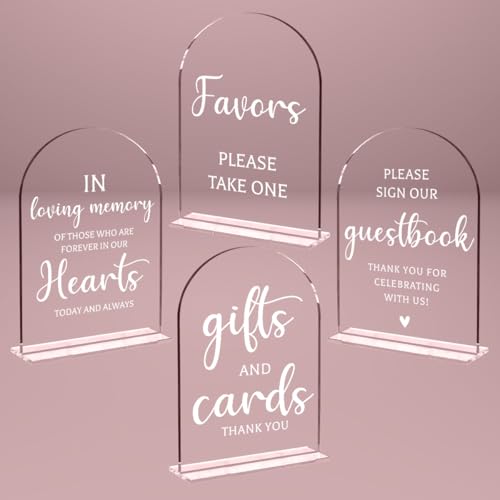 4 Pcs Wedding Sign Decor, Ceremony Sign for Reception & Event Party,Bridal Shower Decorations, Wedding Table Accessories for Anniversary and Event 5x7 Inch - color: 4PcsGifts
