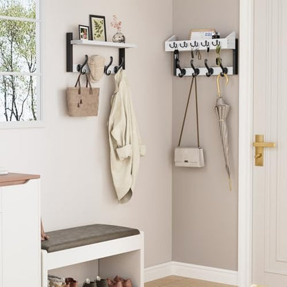 Evermagin 35" Coat Rack Wall Mount with Shelf for Entryway, White - color: White, size: 35 inch