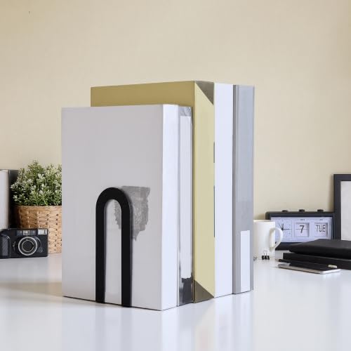 Chunful Metal Bookends, 2 Pcs, Black, Round - color: Black, size: Round