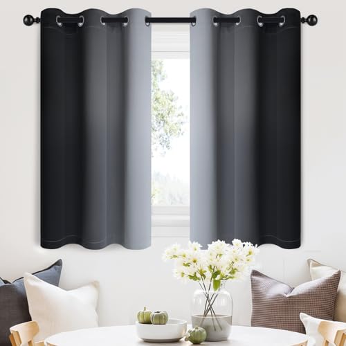 SimpleHome Ombre Black to Grey White Curtains for Living Room 42Wx36L - color: Black, size: 42"W x 36"L (Pack of 2)