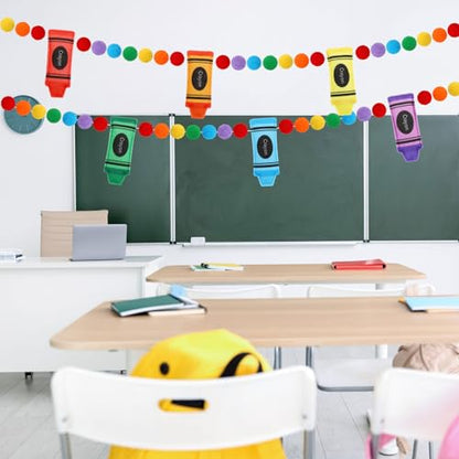 Jansun 8.2ft 3D Back to School Felt Crayon Pre-Strung Garland - color: Multicolor Crayon
