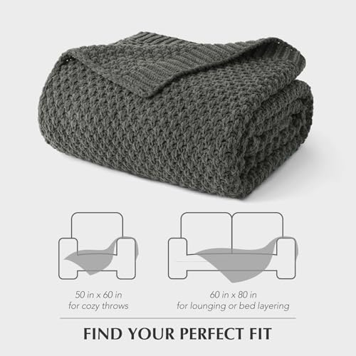 EVERGRACEHOME Chunky Chenille Knit Throw Blanket, 50 x 60, Charcoal Gray - color: Charcoal Gray, size: 50" X 60"