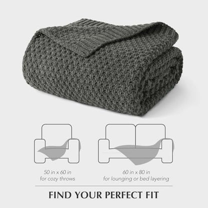 EVERGRACEHOME Chunky Chenille Knit Throw Blanket, 50 x 60, Charcoal Gray - color: Charcoal Gray, size: 50" X 60"