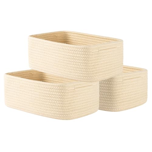 KALLAX Small Woven Storage Basket for Organizing, 12 x 8 x 4.5 inch, 3 Pack - color: Beige, size: 12"L x 8"W x 4.5"H