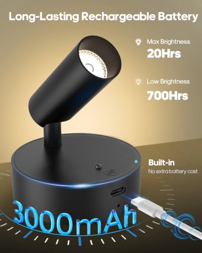 Spotlights Indoor with Remote, 3000Mah Rechargeable Wireless Plant Light - color: Black-3000mAh