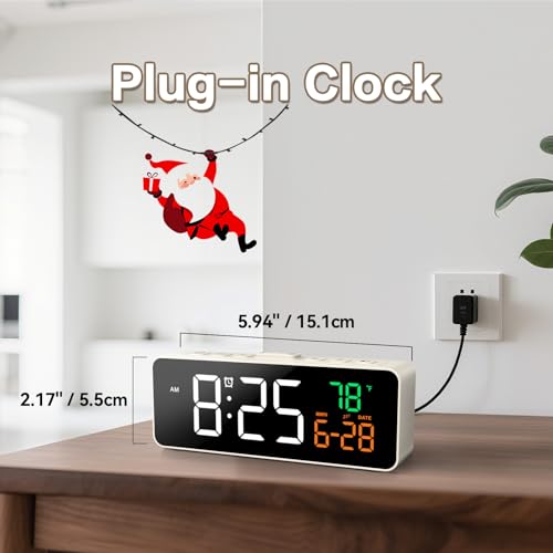 Netzu 3-in-1 Digital Clocks for Living Room, Small & Compact Alarm Clock - color: Ivory