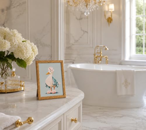 Framed Cute Duck Canvas Wall Art Poster Prints Bathroom 8×10In 1P Be Hung - color: bathroom-6, size: 8×10in