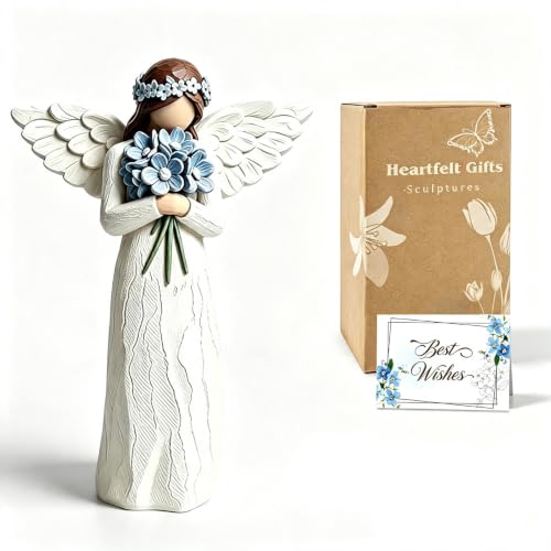 Guardian Angel Figurine, Resin Angel Statue Home Decor Ornament (Forget-me-not Angle) - color: Forget-me-not Angle