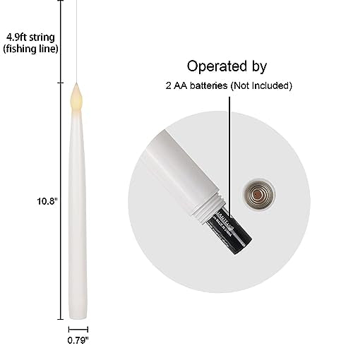 GenSwin 10.8" Flameless Floating Candles Wand Halloween Decorations - color: White-12