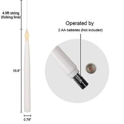 GenSwin 10.8" Flameless Floating Candles Wand Halloween Decorations - color: White-12