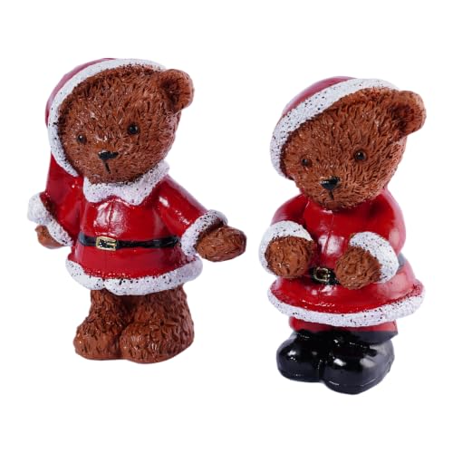 2-Piece Christmas Teddy Bear Figurines Christmas Decor Indoor