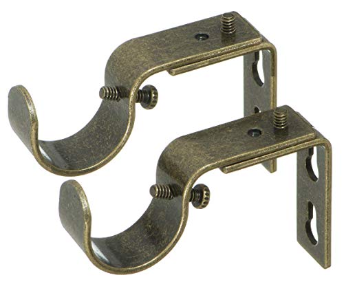 Ivilon Short Projection Brackets for Curtain Rods - for 1 or 1 1/8 Inch Rods. Set of 2 - Ant Brass - color: Antique Brass, size: Short Projection - 1" or 1-1/8" Rods