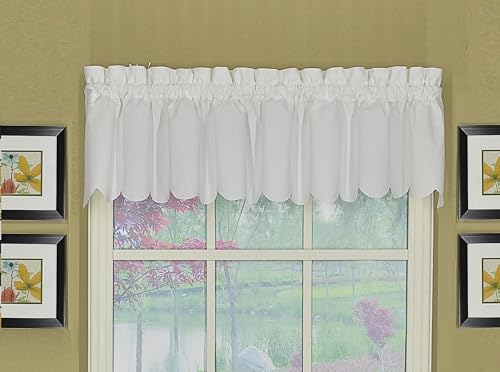 Today's Curtain, Orleans Scallop Curtain, White Valance, 60" W x 12" L, White - color: White, size: 60"W x 12"L (Pack of 1)