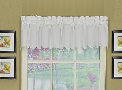 Today's Curtain, Orleans Scallop Curtain, White Valance, 60" W x 12" L, White - color: White, size: 60"W x 12"L (Pack of 1)