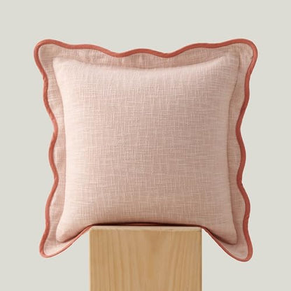 Double Stitch 100% Cotton Scalloped Throw Pillow Covers, Shell Pink - color: Shell Pink, size: 20" x 20" (Pack of 1)