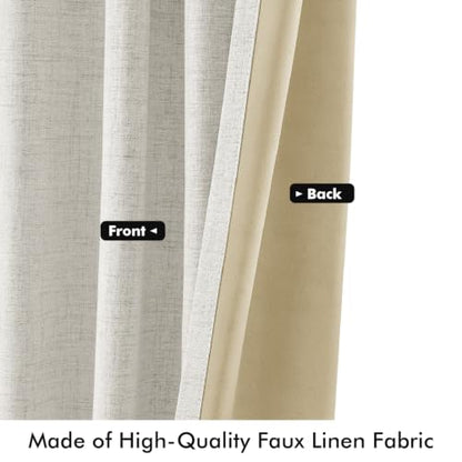 MIULEE 100% Blackout Linen Curtains 42 x 72 Inch Birch White 2 Panels - color: Birch White, size: 42"W x 72"L (Pack of 2)