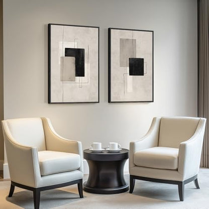 Large Framed Neutral Abstract Wall Art for Living Room Set of 2, 24x36 In - color: Minimalism, size: 24" W x 36" H x 2Pcs