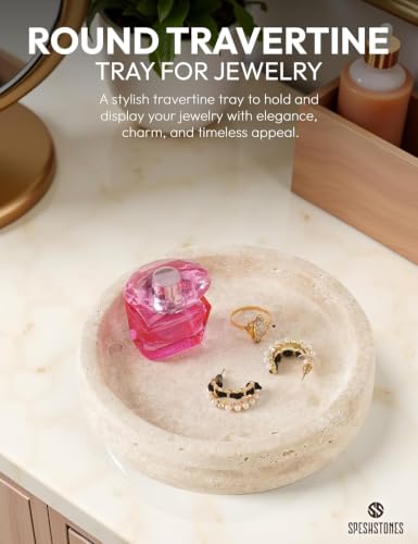 Marble Jewelry Dish, 5" Handmade Travertine Ring Tray - color: Travertine