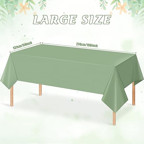 24 Pack Sage Green Tablecloths Light Green Plastic Disposable Tablecloth Sage Rectangle Tables Cover for Birthday Bridal Wedding Baby Shower Party Decorations, 54 X 108Inch - color: Sage Green, size: 24 Pack