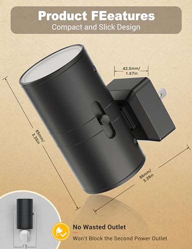 JandCase Night Lights Plug into Wall, Dimmable Night Light, 5000K White - color: Black