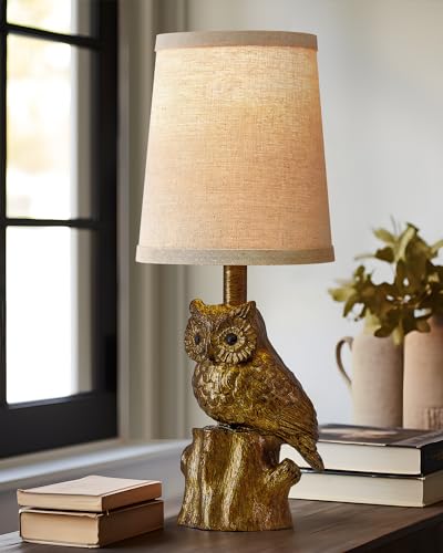Small Table Lamp for Bedroom, 14.25" Farmhouse Resin Gold Nightstand Lamp - color: ‏‏‎ ‎Gold