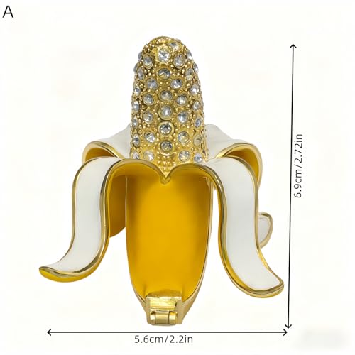 Cute Banana Metal Jewelry Box Daisy Trinket Boxes Storage Gift For Women - color: banana
