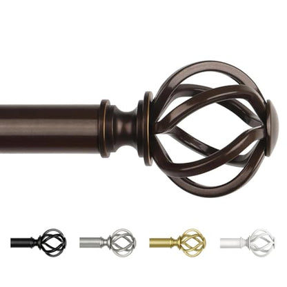 USFOOK Curtain Rods for Windows 66 to 120, Bronze Drapery Rod - color: Bronze, size: 66-120"