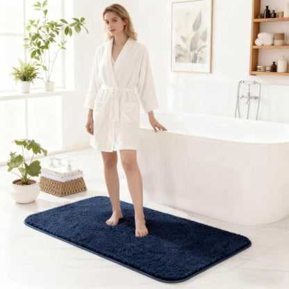 Exclusivo Mezcla Soft Absorbent Bathroom Rugs, Non-Slip Bath Mat, 24x47 - color: Navy Blue, size: 24"x47"(Rectangular)