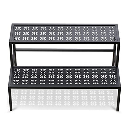 Garden 4 you 2-Tier Metal Plant Stand, Heavy Duty Flower Pot Holder Rack - color: Black, size: 27.6"L x 16"W x 16"H