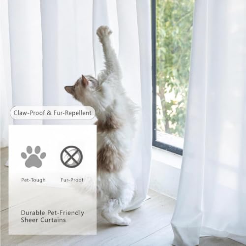 Non-See-Through Pure White Privacy Sheer Curtains 54 Inch Long - color: Pure White, size: 52"W x 54"L (Pack of 2)