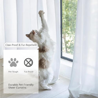 Non-See-Through Pure White Privacy Sheer Curtains 54 Inch Long - color: Pure White, size: 52"W x 54"L (Pack of 2)