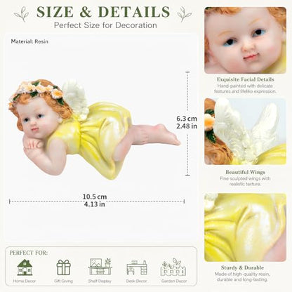 XJar Resin Garden Fairy Figurine, Lying Hand Painted Yard Decor Statue - color: Fairy - Prone Posture