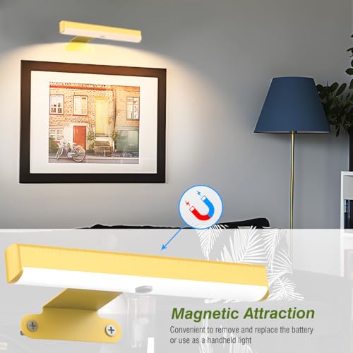 EUIOKUN Wireless Picture Light with Remote,Battery Operated Wall Sconces - size: 4Pack Gold