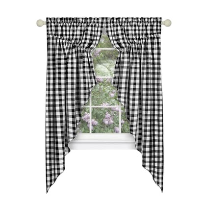 Buffalo Check Gathered Swag Curtain Pair, 72 x 63 in, Black & White Plaid - color: Black/White, size: 72"W x 63"L (Pack of 1)
