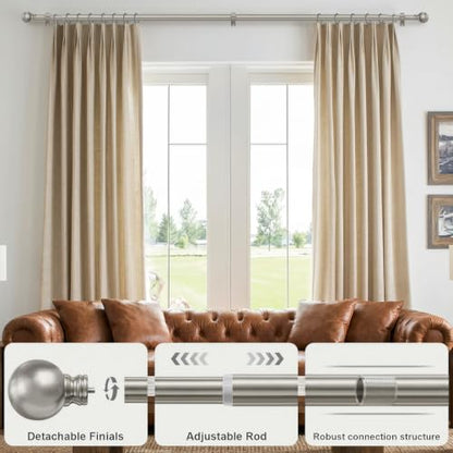 Brushed Nickel Curtain Rods 16-144 Inch Heavy Duty 1 Inch Diameter - color: Nickel, size: 16"-144"|1 Pack