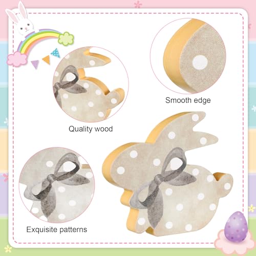 6 Pcs Easter Decorations Wood Bunny Cross Decoration Sign Tiered Tray Decor Farmhouse Rabbit Cross Easter Decor for the Home Spring Table Centerpiece, 6 Inch(Simple) - style: Simple