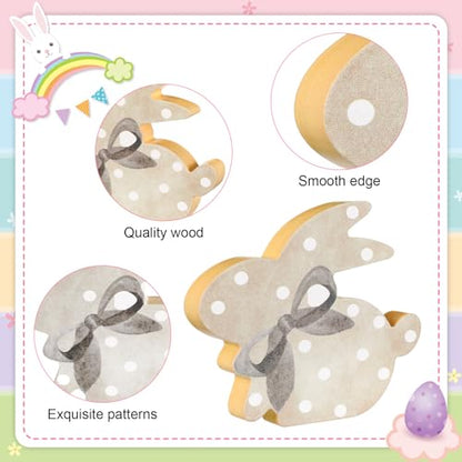 6 Pcs Easter Decorations Wood Bunny Cross Decoration Sign Tiered Tray Decor Farmhouse Rabbit Cross Easter Decor for the Home Spring Table Centerpiece, 6 Inch(Simple) - style: Simple