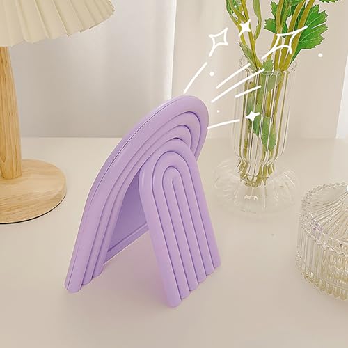 Desk Makeup Mirror,Small Cute Vanity Mirror for Office Cubicle Table,Purple - color: Purple