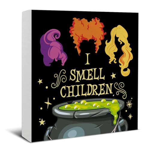 Halloween Decorations, I Smell Children Wooden Sign Decor Desk Sign - color: SMELL
