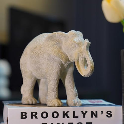 Guichifun Elephant Statue Decor, Cream, 7.25 x 3.25 x 5.75 Inch - color: Cream-elephant