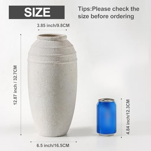 Rustic Farmhouse Flower Vase, 12.87 Inch Tall Ceramic Vase - color: 101-5-12.87in