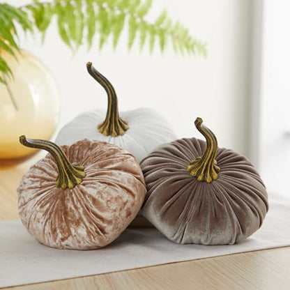 Your Heart's Content Ivory 6.25 inch Velvet Pumpkin (Ivory) - color: Ivory