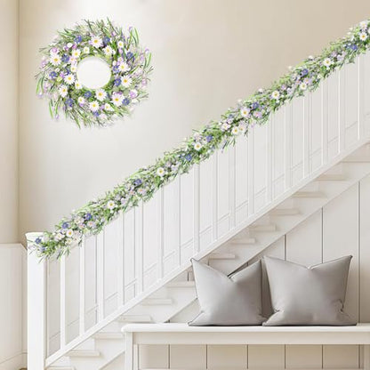 6ft Summer Daisy Garland with Flowers - color: Lavender