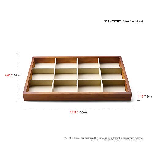 Oirlv Solid Wood Jewelry Tray,Jewelry Drawer Organizer,12 Grid - color: Creamy-white 12 grid tray