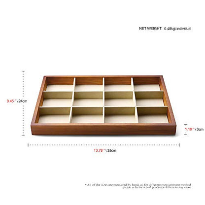 Oirlv Solid Wood Jewelry Tray,Jewelry Drawer Organizer,12 Grid - color: Creamy-white 12 grid tray