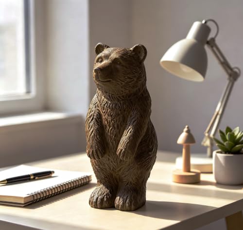 Rustic Bear Statue Shelf Decor - color: Black-brown