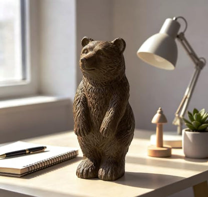 Rustic Bear Statue Shelf Decor - color: Black-brown