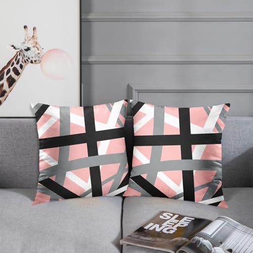 Emvency Throw Pillow Covers Set of 2, 18 x 18 Inch, Striped Retro Pink - color: Pink, size: 18" x 18" (Pack of 2)